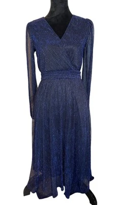 Vestido midi Maurices azul metálico cintura elástica talla XS (nuevo con etiqueta) Foto 1 de 4
