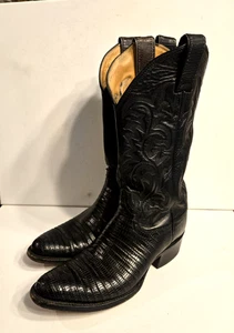 Justin Black Lizard Western Cowboystiefel Damen 6,5 Made in USA Leder Vintage - Bild 1 von 13