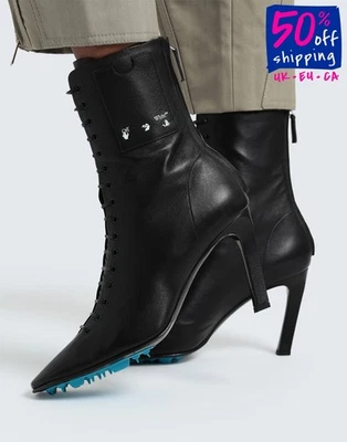 RRP€1035 OFF-WHITE c/o VIRGIL ABLOH Leather Ankle Boots US6 UK3 EU36 Spiked Sole - Image 1 of 4