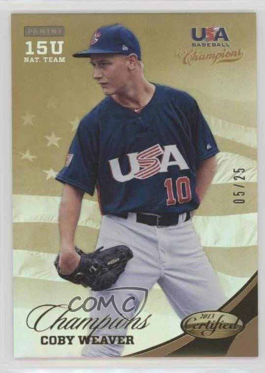 2013 USA Baseball Champions Certified National Team Mirror Gold /25 Coby Weaver - Image 1 of 2