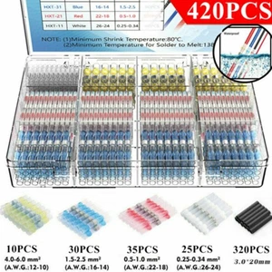 420Pcs Solder Seal Sleeve Heat Shrink Electric Butt Wire Connectors Terminal Kit - Picture 1 of 12