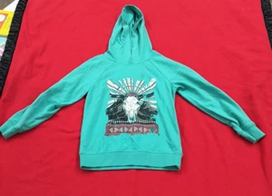 Rock & Roll® Youth Turquoise Bull Skull Hoodie Small - Picture 1 of 7