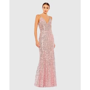 Mac Duggal Embellished Plunge Neck Trumpet Gown dress - Picture 1 of 1