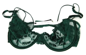 Kat The Label Nicolette Underwire Bra Womens 2X Emerald Green Lace Sheer Floral - Picture 1 of 6