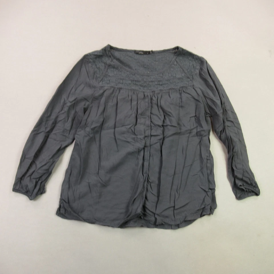 Prana Shirt Womens Large Long Sleeve Button Front Gray Crew Neck - Image 1 of 4