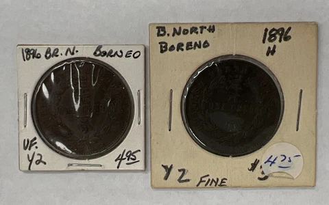 2 - 1896 British North Borneo 1 One Cent Coins Cover