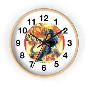 Godzilla Returns Wanduhr Ganzholzrahmen Zeit Stück Büro, Zuhause, Bad - Bild 1 von 19