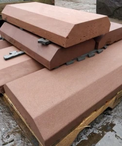 New Red Sandstone Chamfered Wall Coping Stones Cut To Size Stonemason #SM8 - Picture 1 of 4