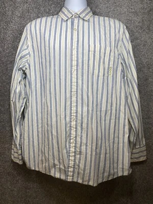 Camisa de manga larga KIRRA grande blanca azul verde a rayas con botones para hombre Foto 1 de 4