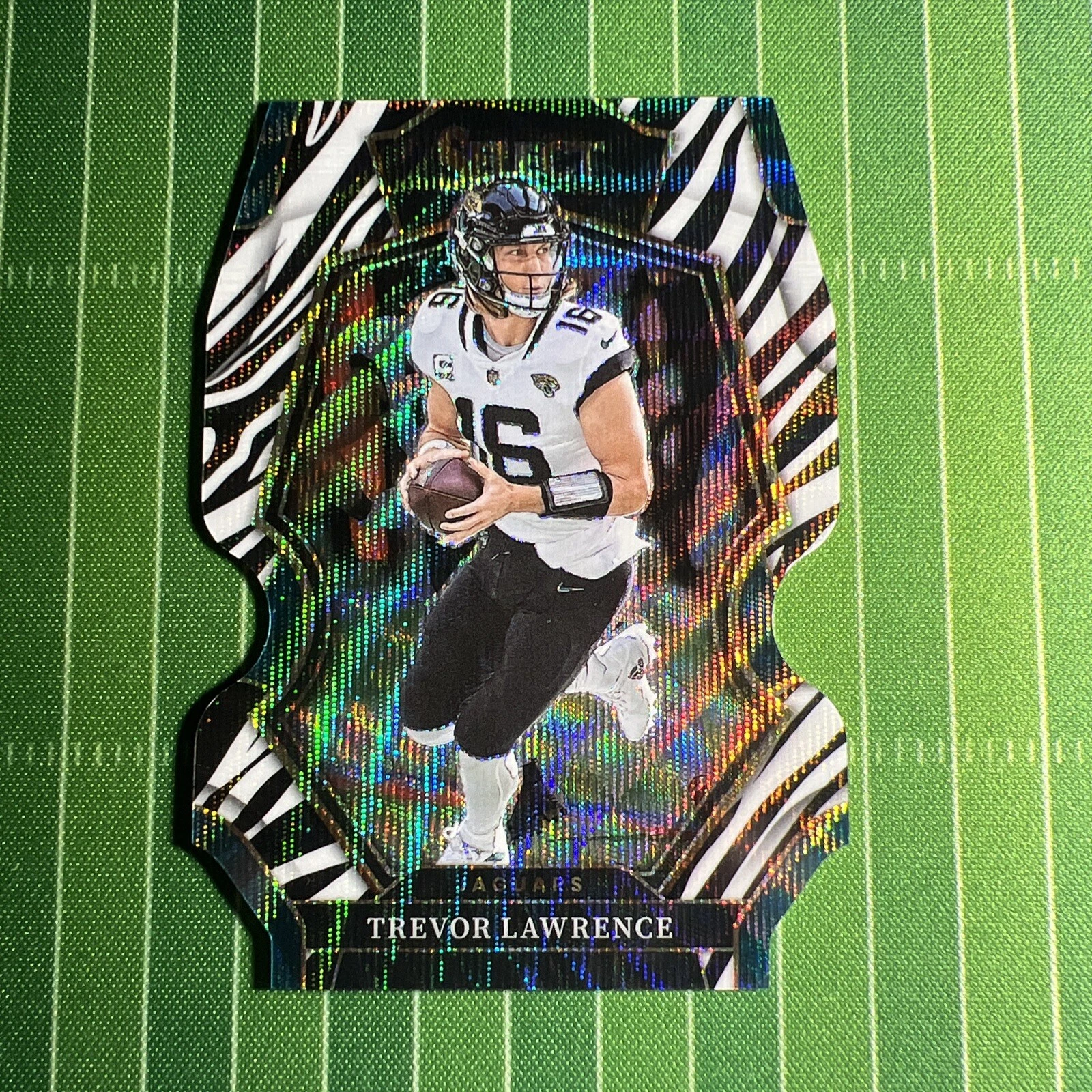 2022 Panini Select Trevor Lawrence Premier Level Zebra Die-Cut Prizm SSP #145 1E