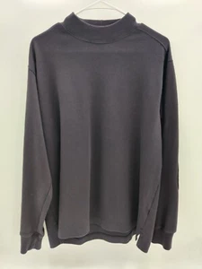 Lands' End Men's L Large-Long Sleeve Sweater Black 100% Cotton w/Elbow Patches - Picture 1 of 12