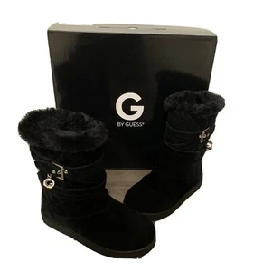 Guess Boots Black Faux Suede/Fur Ankle Boot Size 6 - Picture 1 of 8