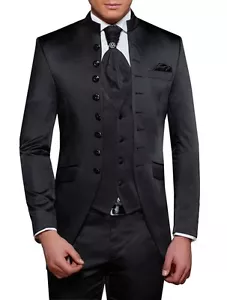 Hochzeitsanzug Gehrock + Hochzeitweste + Plastron Gr.54 Schwarz - Bild 1 von 5