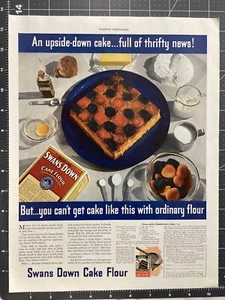 Harina de pastel de plumón de cisnes de 1935 vintage una nueva reina de Cakedom años 30 anuncio impreso - Imagen 1 de 1