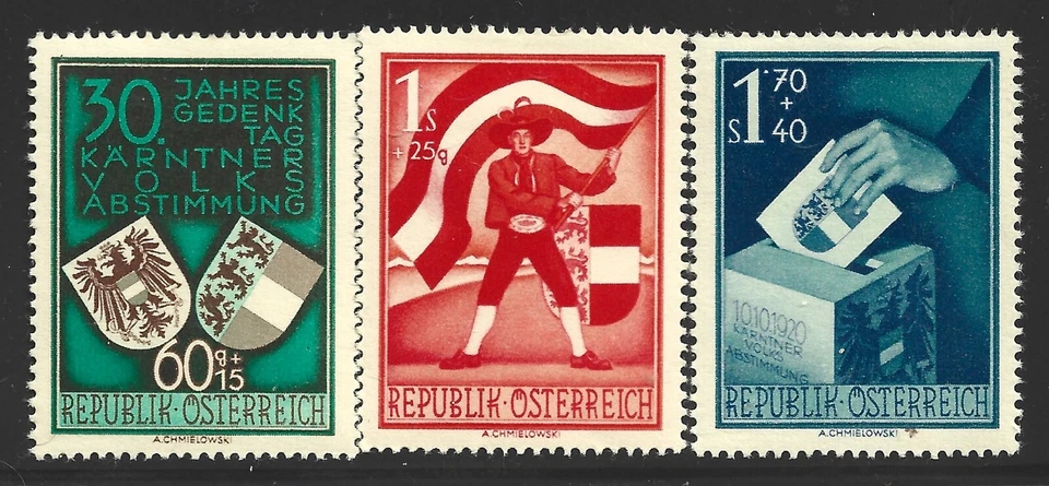 Austria, Scott #B269-B271, Carinthia Anniversary, MH - Image 1 of 1