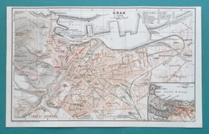 1934 MAPA 6 x 10" (15 x 25 cm) - Plano de la ciudad de Orán Argelia África - Imagen 1 de 3