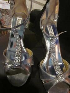 Badgley Mischka Romance Wedge Jeweled Bridal Shoes And Shoe Bag Size 9 Worn Once - Picture 1 of 8