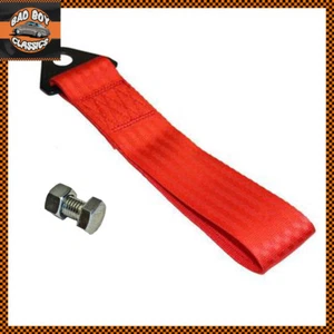 Red Universal Racing Drifting Motorsport JDM Car Tow Strap + Fixing Bolt - Picture 1 of 1