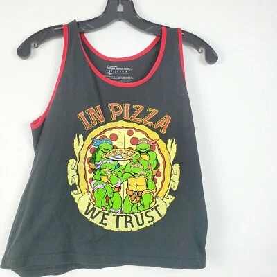 TMNT Ninja Turtle 青春背心披萨我们信任尺寸 M 无袖 — 第 1/4 张图片