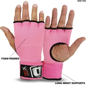 MMA Boxen gepolstert lange Wraps Handschuhe Schaumstoffgepolstert Kampfpaar rosa - Bild 1 von 1