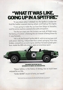 1970 Triumph Spitfire Mk III Original Color Print Ad - Picture 1 of 1