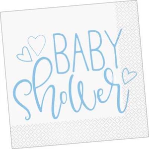 Blue Heart Baby Shower Napkins Lunch 16CT - Picture 1 of 1