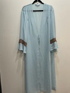 Mystique Intimates Peignoir Robe Sheer Maxi M Blue Trad Wife Bridal Fairy - Picture 1 of 7