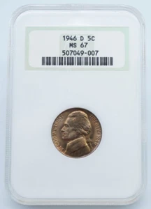 1946-D Jefferson 5c Nickel NGC MS 67 Old Holder - U761 - Picture 1 of 4