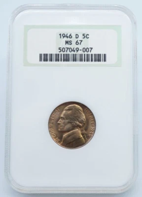 1946-D Jefferson 5c Nickel NGC MS 67 Old Holder - U761 - Image 1 of 4