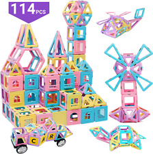 Magnet Tiles Genius Magnetic Building Blocks SET Toys For Kids Girls GIFT 114PC