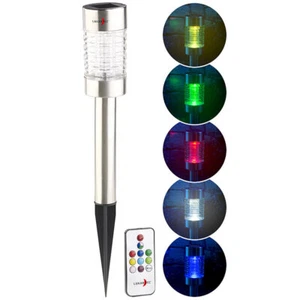 Lunartec Solar-RGB-LED-Wegeleuchte, Lichtsensor, Fernbedienung, Edelstahl, IP44 - Bild 1 von 11