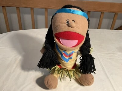 ORIENTAL TRADING CO. FULL BODY ETHNIC NATIVE AMERICAN GIRL PUPPET MOVEABLE MOUTH - Image 1 of 4