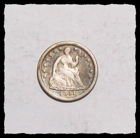 1851-O  SEATED LIBERTY HALF DIME Better Date Sharp VG+ / F #35C88 Cover
