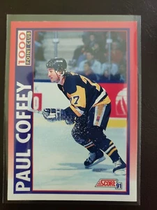 1991-92 Paul Coffey 1000 Point Club Score Hockey Pittsburgh Penguins Detroit Red - Picture 1 of 2