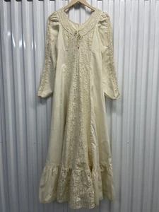 Maxi Vestido de Boda Vintage Gunne Sax Años 70 Pradera Romántico Algodón Marfil 9 - Imagen 1 de 18
