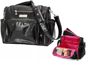 NWT Ju Ju Be Legacy Collection Be Fabulous Diaper Bag Black Brown Messenger Tote - Picture 1 of 4