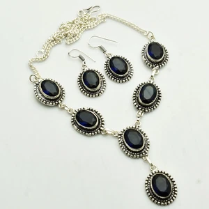 Tanzanite Gemstone Ethnic Handmade Necklace+Earring Jewelry Gift 36 Gms AN 9697 - Picture 1 of 1