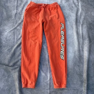 Men's Pleasures Los Angeles Orange White Heavyweight Jogger Sweats Sweatpants L - Picture 1 of 8