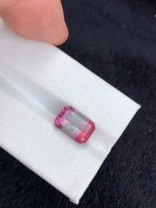 Tri-Color Tourmaline Gemstone: Emerald Cut, 5 Carats, Afghanistan - Picture 1 of 7
