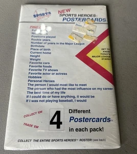 SEALED Vintage MLB 1991 Sports Heroes Roster Postercard 8" X 10" 4 Per Pack! - Picture 1 of 2