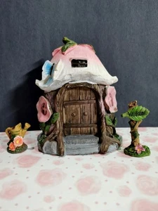 Feengarten Rinde & Blume Blütenblatt Haus Harz Figur 4,25" mit 2 Zubehörteilen - Bild 1 von 12