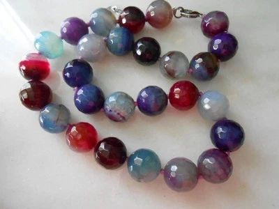 Collar de piedras preciosas multicolor de 15 mm cuentas redondas facetadas Foto 1 de 4