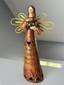 Beautiful 10” Angel Figurine Harvest Praise God Multicolored Fall Thanksgiving - Picture 1 of 11