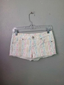 Mossimo White multicolored Cut Off Jean Shorts Women's Size 5 Fit 6 Stretch - Picture 1 of 3