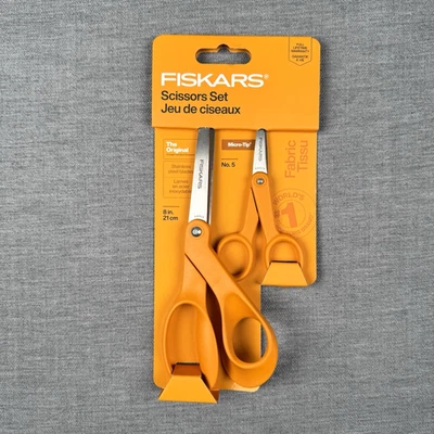 Fiskars Scissors Set Original Orange-Handled Scissors 8" and No. 5 Micro-Tip - Image 1 of 4