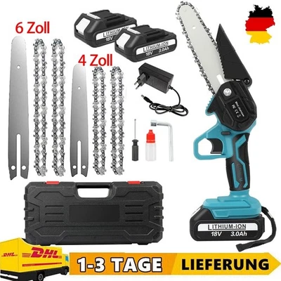 MARKENLOS Für 18V Makita Akku Kettensäge 4+6 Zoll Elektro Motorsäge Handkettensäge 2X Akku