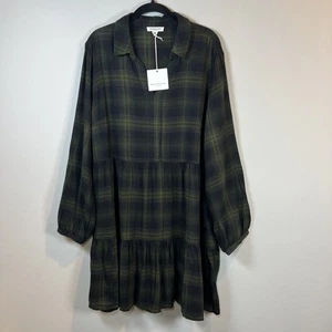Abito donna BeachLunchLounge Darcie a quadri vita bassa verde pineta NUOVO XL - Foto 1 di 15