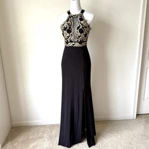 Morgan & Co. Neckholder-Jersey-Strickkleid mit Metallic-Spitze—Gr. 2 - Bild 1 von 21