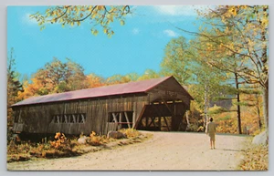Postcard Picturesque Covered Bridge Fall Scene - Picture 1 of 2