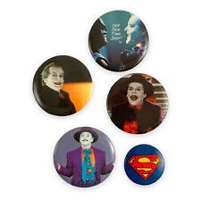 VTG 1989 1990 Lot of 5 DC Comics Pins Batman Movie Joker Superman Logo